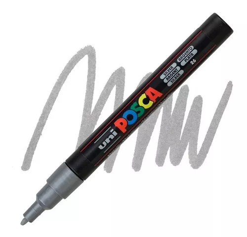 Marcador Uni-POSCA PC-3M Punta Fina de 0.9 - 1.3 mm. Color Plata / Silver - POSCA