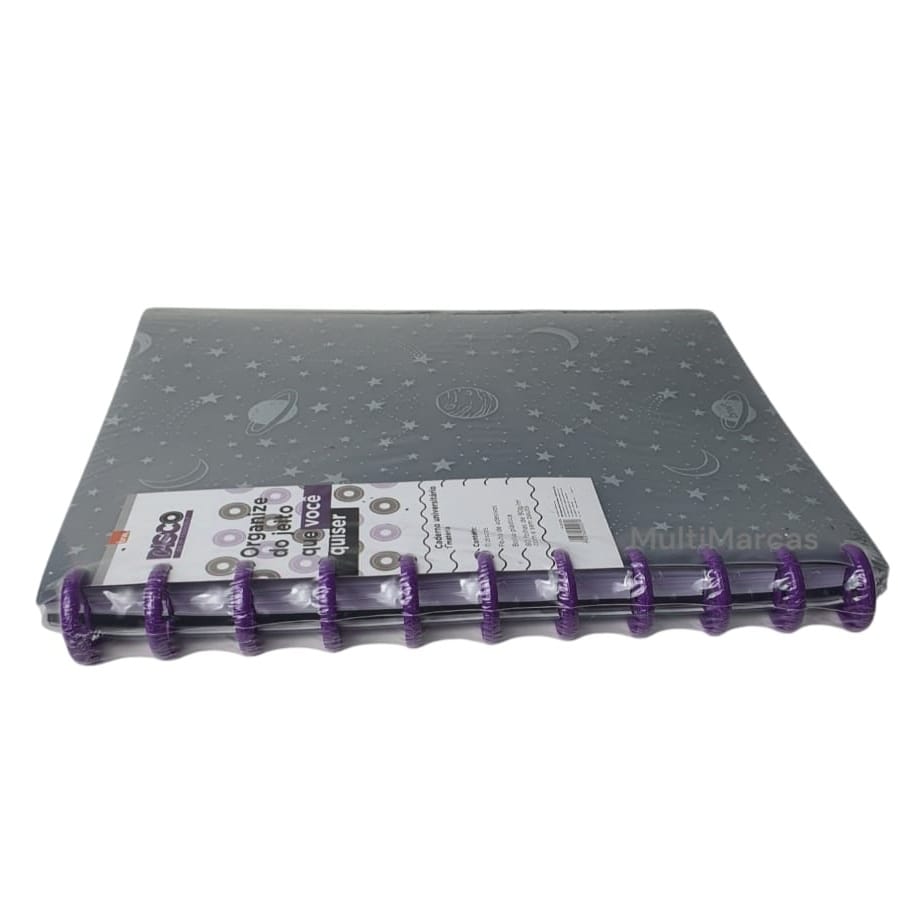 Cuaderno de Discos Color Morado con Patron Galáctico Kit Completo Tamaño 21.5x28 cm. - BRW - CD1006