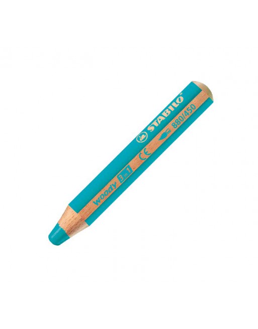 Lápiz de Color STABILO 880/450 Celeste - Cera y Acuarela Woody Extra Grueso