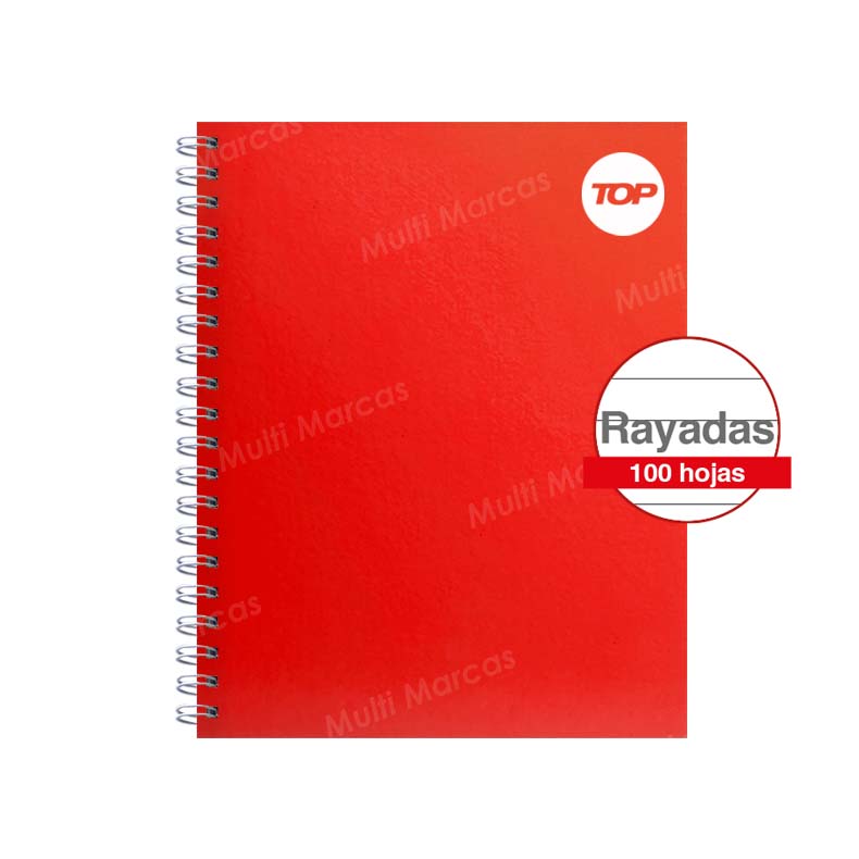 Cuaderno Anillado Medio 1/2 Oficio TOP Pleno con 100 Hojas Rayadas