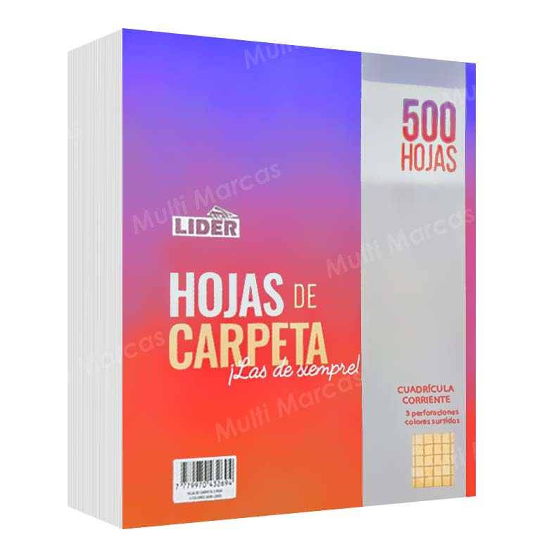 Paquete de 500 Hojas de Carpeta Cuadrícula Corriente 5 mm. de Colores - WINNER