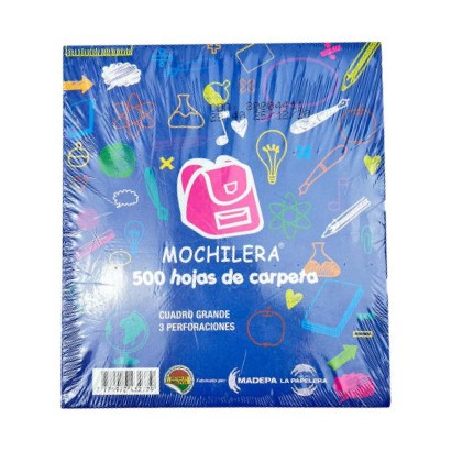 Paquete de 500 Hojas de Carpeta MOCHILERA Cuadricula Corriente