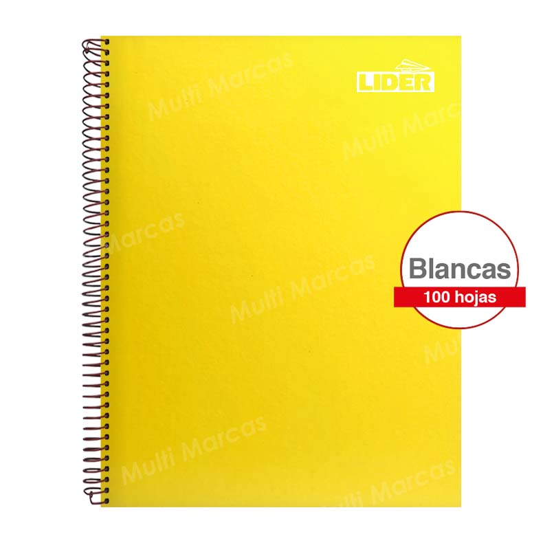 Cuaderno Anillado Plástico Medio 1/2 Oficio Con Diseño Lider 100 Hojas Cuadricula Corriente.