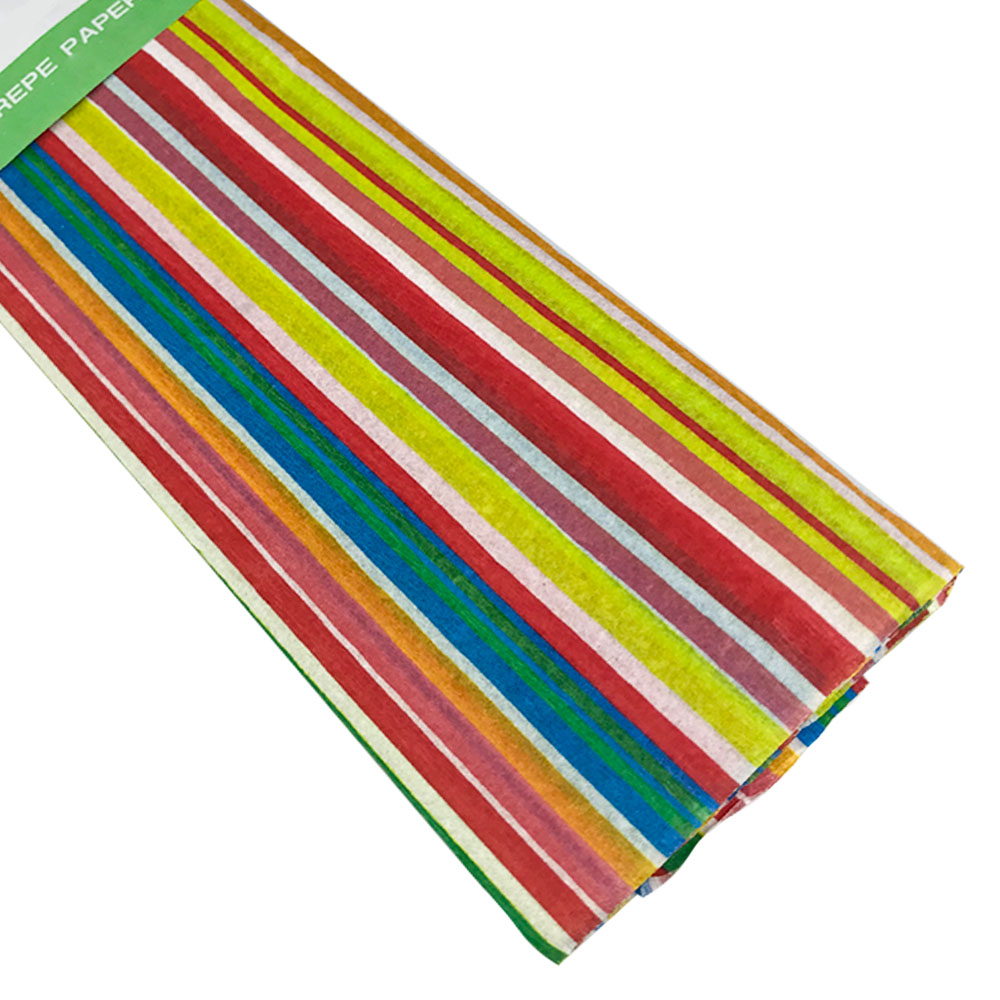 Rollo de Papel Crepé (50 x 150 cm) con patrón de Líneas Arcoiris