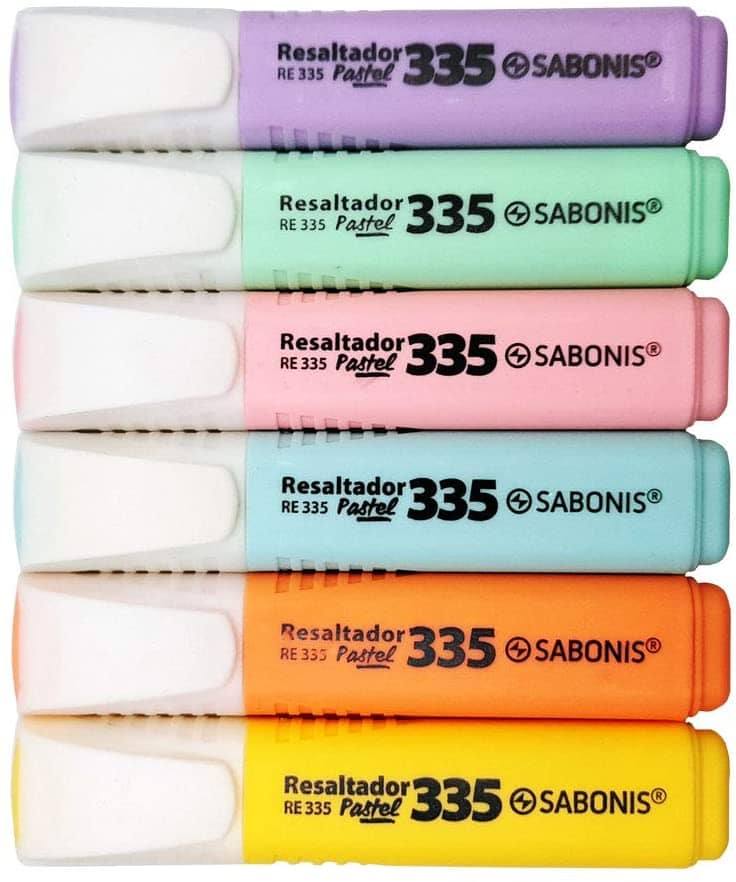 Set de 6 Resaltadores Pasteles RE335 SABONIS