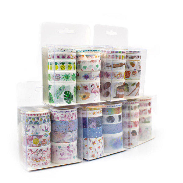 Set de 5 Washi Tape (Cinta Adhesiva con diseño) en caja MPC55