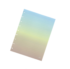 Paquete de Recarga / Repuesto de 80 Hojas Coloridas en Degradé con Rayas Blancas Para Cuaderno de Discos 17.3 x 23.2 cm. - 90 Gramos - BRW - CD1042