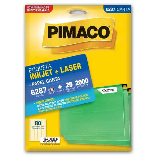Paquete de 25 Hojas Adhesivas Tamaño Carta 279,4 mm x 215,9 mm. (Hoja Entera) de Uso Manual e Impresora InkJet (Inyección a Tinta Líquida) y Laser  - 6285 - PIMACO